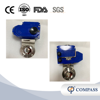 Válvulas borboleta SS304 de extremidade de tri aperto de 3 polegadas TC91MM com cabeça elétrica