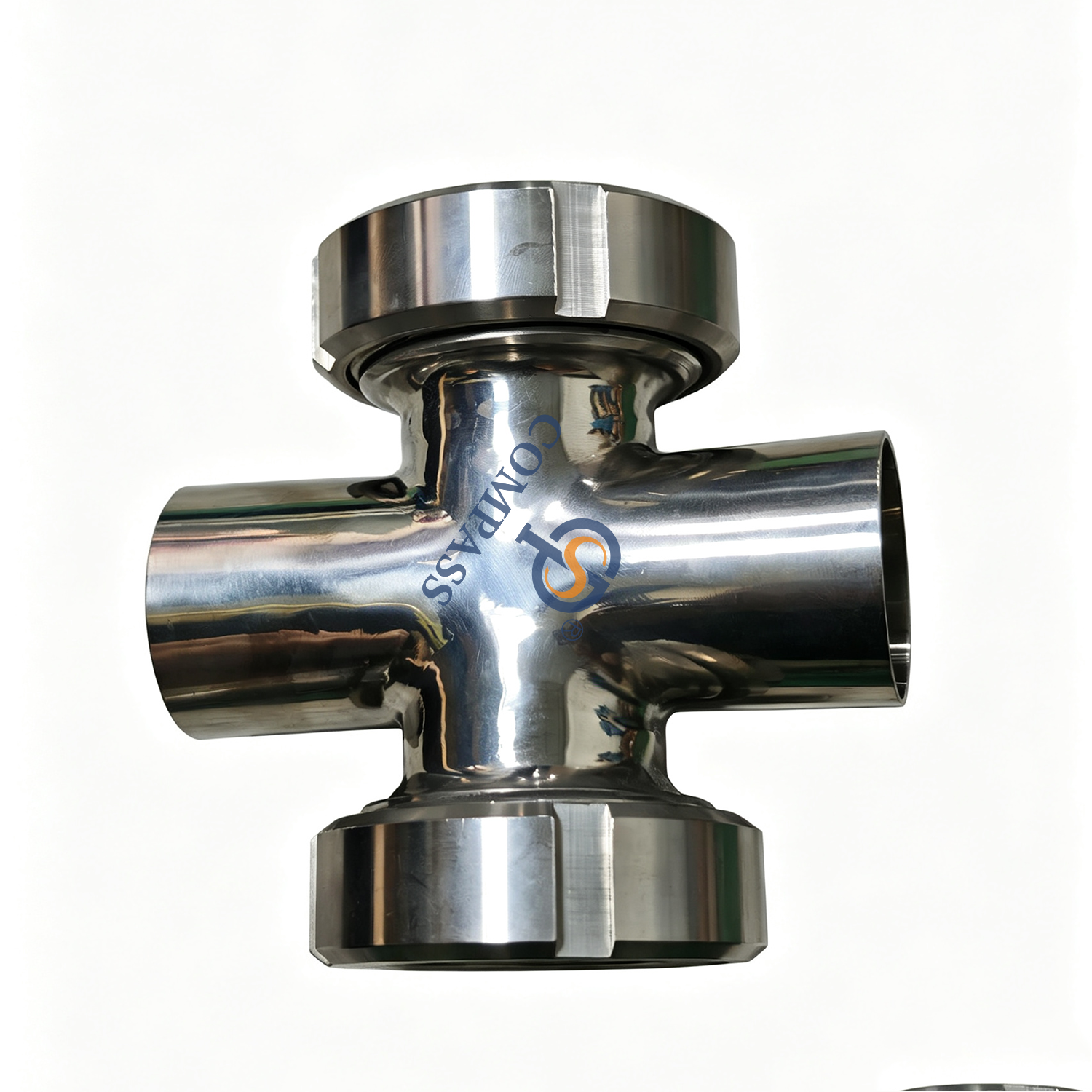 DN40 SS304 em linha de aço inoxidável estéril quatro maneiras cruzam o vidro de vista para o tanque