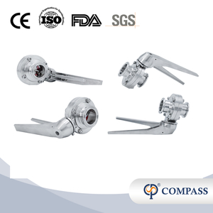 1 1/4 polegada de 32 mm higiênica higiênica de aço inoxidável grau SS316L SMS Manual Tri Cramp Butterfly Válvula com aço inoxidável