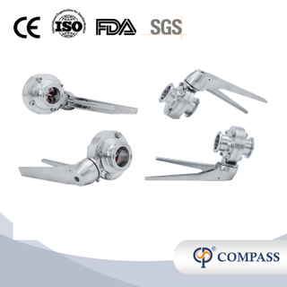 1 1/4 polegada de 32 mm higiênica higiênica de aço inoxidável grau SS316L SMS Manual Tri Cramp Butterfly Válvula com aço inoxidável