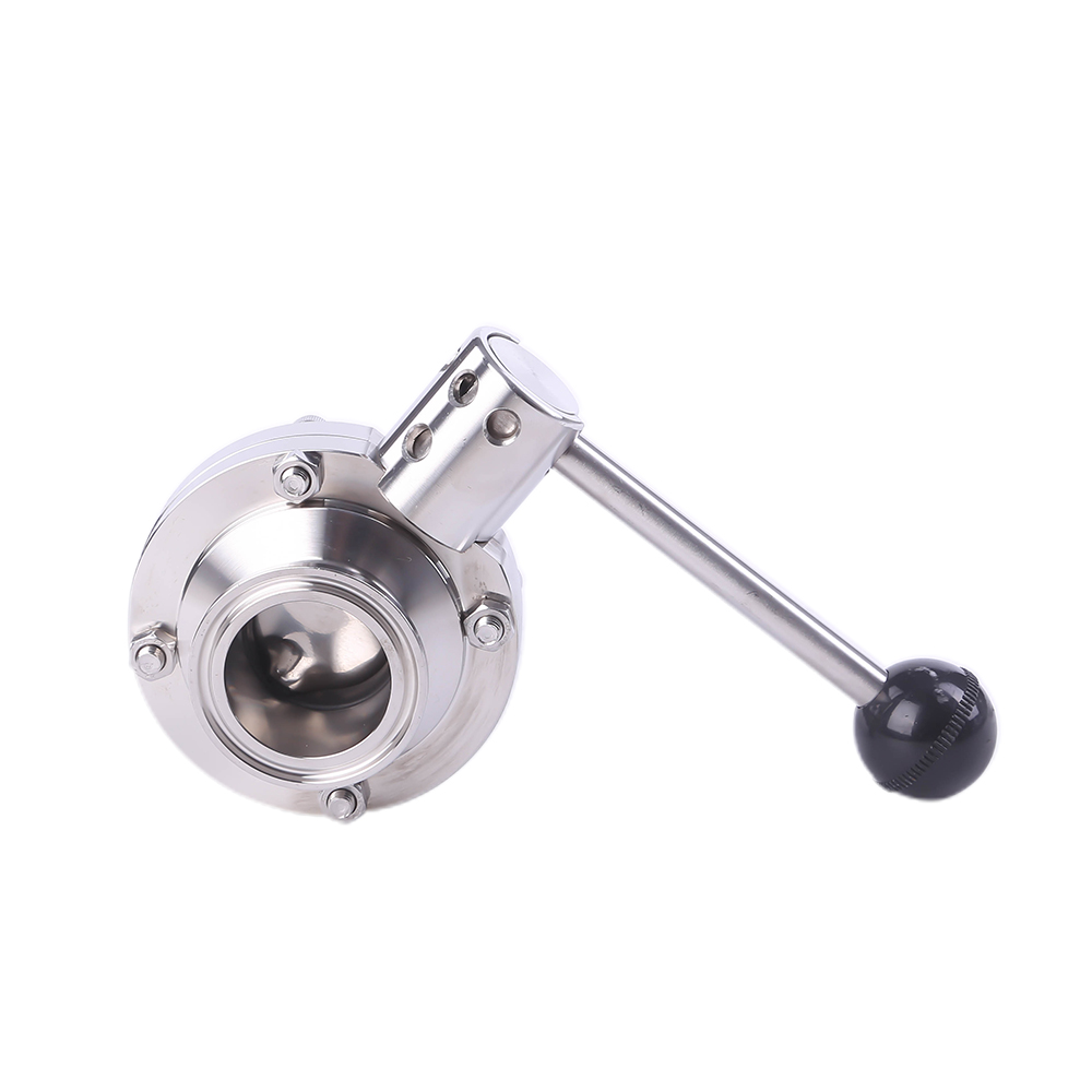 1 1/2 polegada de 38 mm higiênica higiênica de aço inoxidável grau SS316L SMS Manual Tri Cramp Válvula de borboleta com alça de tração redonda