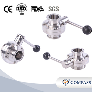 1 1/2 polegada de 38 mm higiênica higiênica de aço inoxidável grau SS316L SMS Manual Tri Cramp Válvula de borboleta com alça de tração redonda