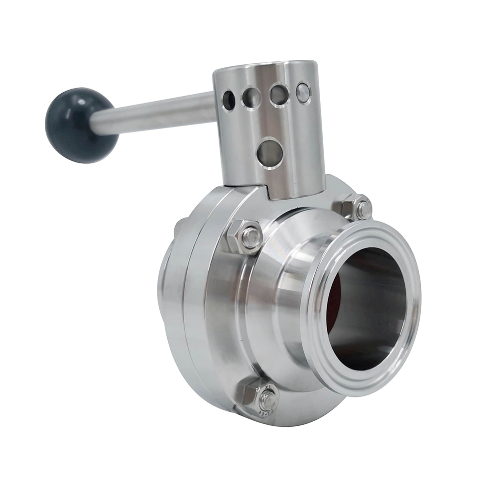 1 1/2 polegada de 38 mm higiênica higiênica de aço inoxidável grau SS316L SMS Manual Tri Cramp Válvula de borboleta com alça de tração redonda