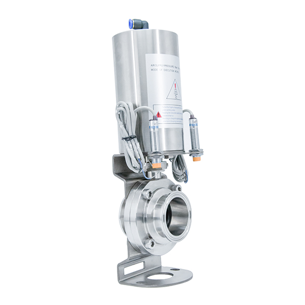 2 polegadas 50,8 mm higiênico higiênico aço inoxidável grau de alimento SS304 Válvula de borboleta pneumática com interruptor de proximidade 