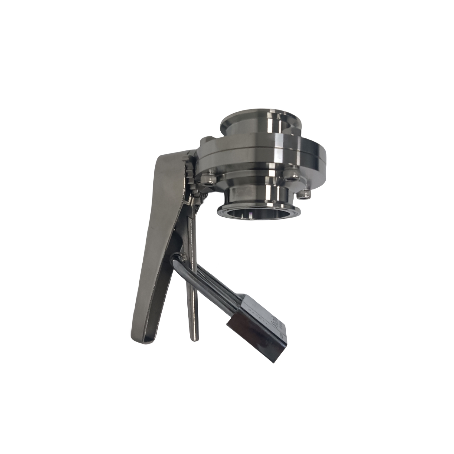 2 polegadas 51mm higiênico higiênico aço inoxidável grau de alimentos SS304 SMS Manual Tri Clamp Butterfly Válvula com veado Viton