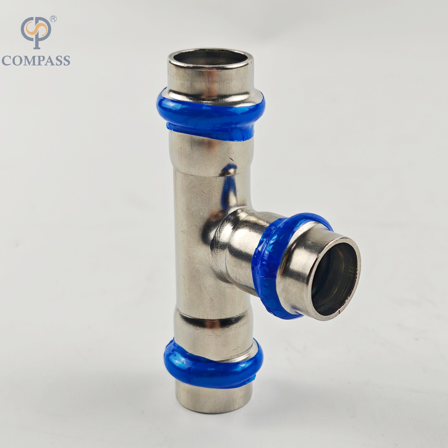 DN15 Aço inoxidável sanitário SS304 Equal Tee Press Fitting