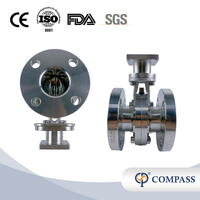 Venda popular 1.5 Polegada 48.3mm sanitário higiênico de aço inoxidável grau alimentício ss304 150lb flange seis pétalas em pó tipo válvula borboleta