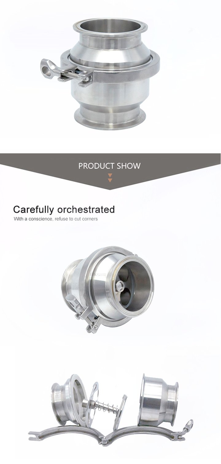 V&aacute;lvula de cheque de bra&ccedil;adeira sanit&aacute;ria de a&ccedil;o inoxid&aacute;vel