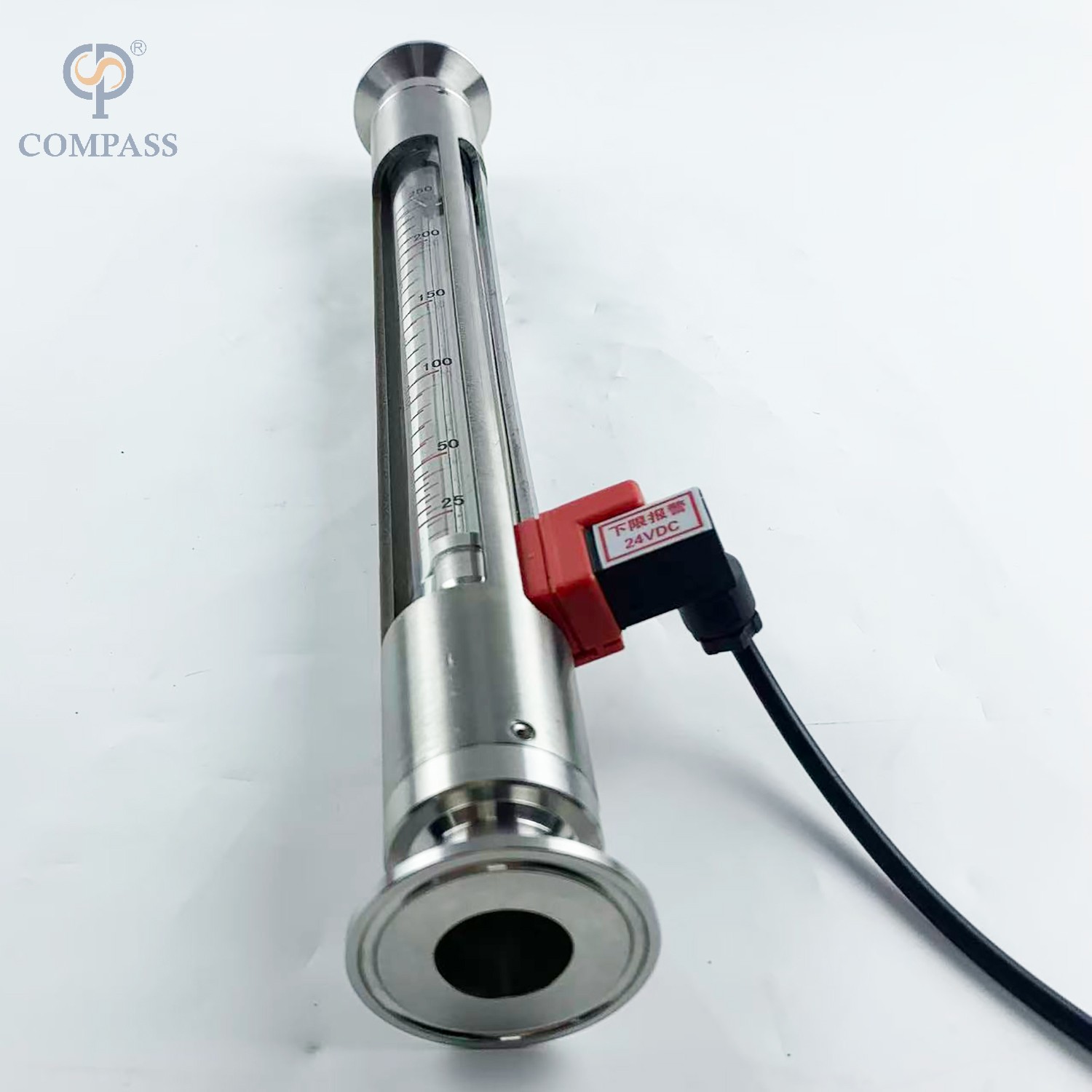 Rotemeter sanitário do tubo de vidro SS304/medidor de vazão do rotor de vidro com alarme