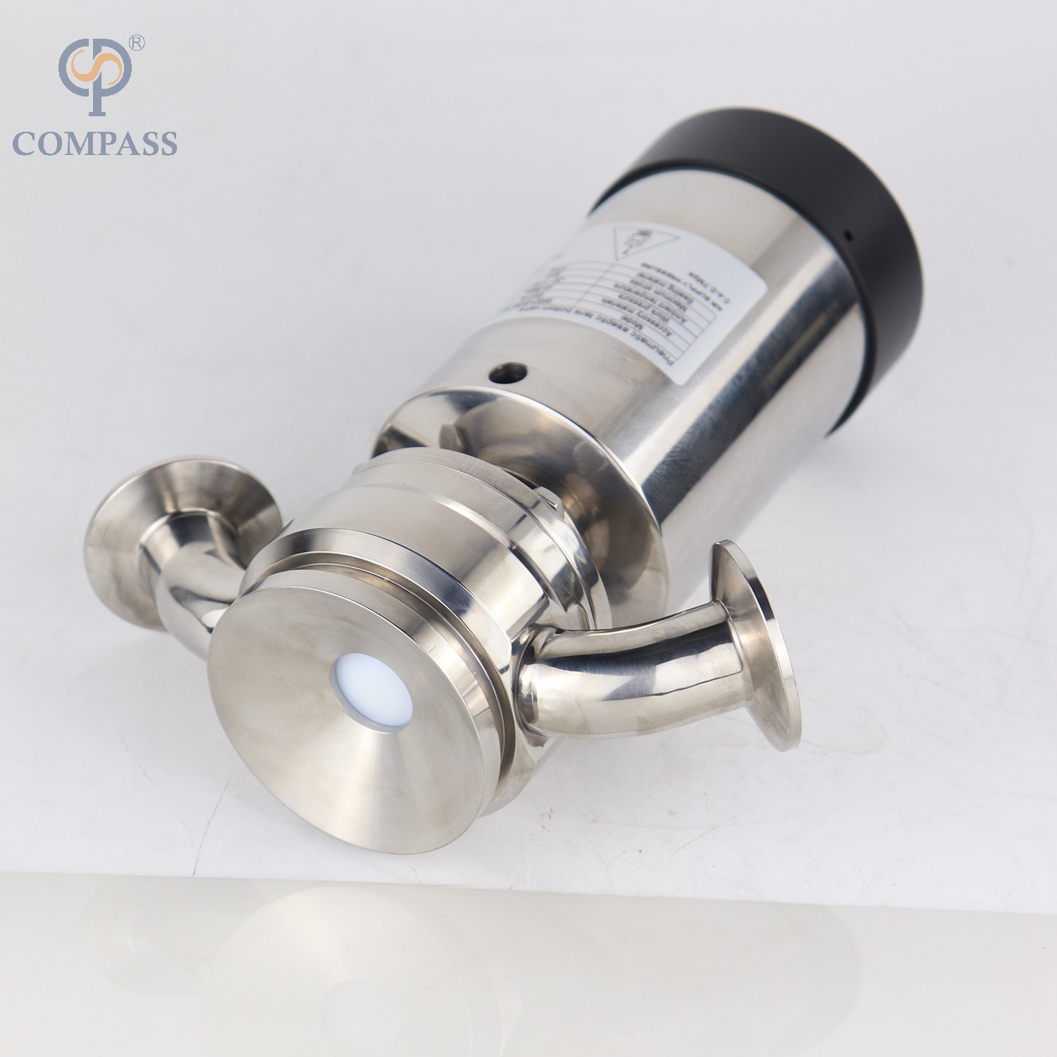 2 polegadas de aço inoxidável sanitário de 2 polegadas Válvulas pneumáticas de fundo nivelado com duas extremidades do cotovelo