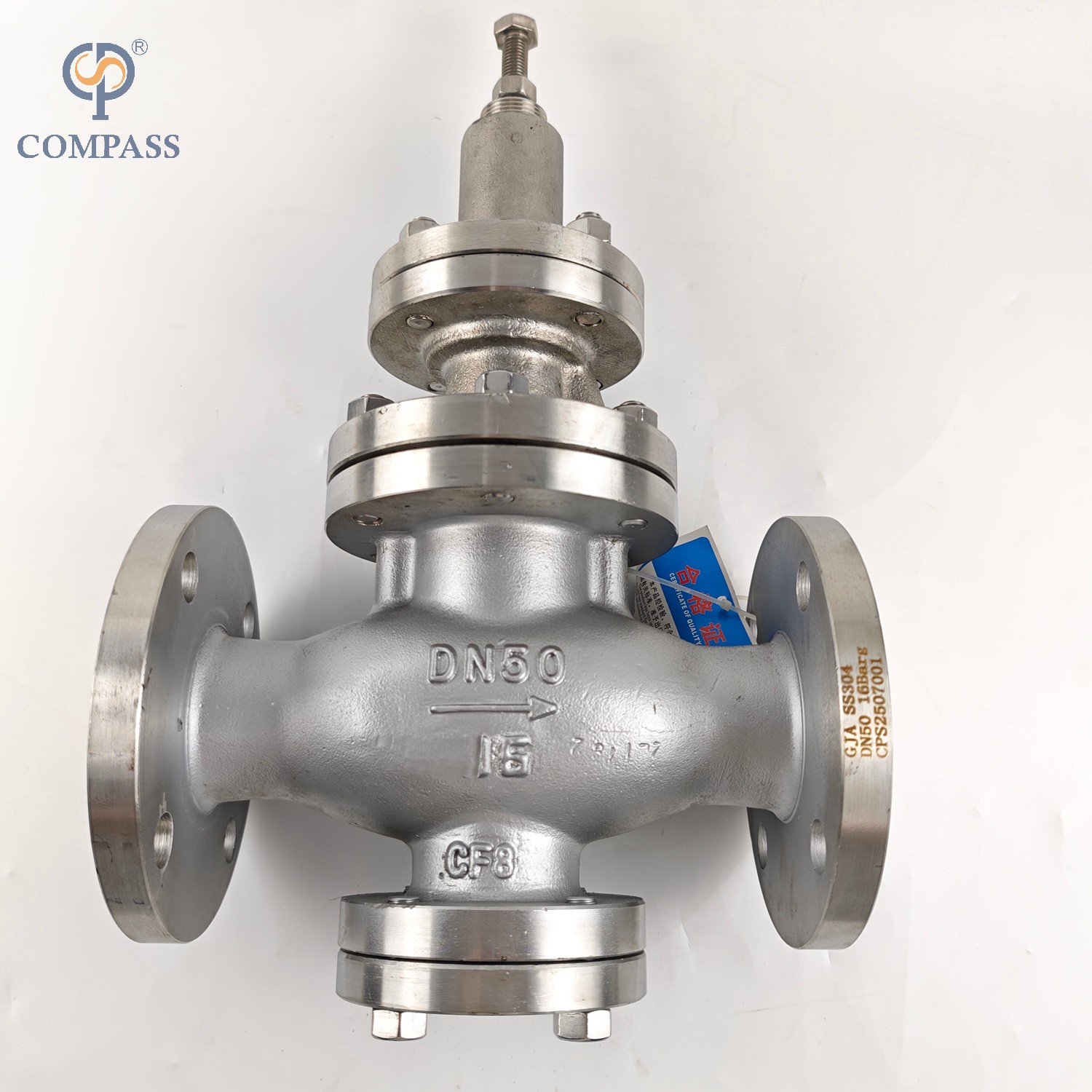 DN50 Aço inoxidável aço inoxidável PN16 Indurtail Flange Pressão Válvula