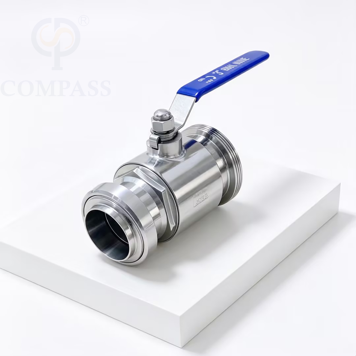 Nova chegada de qualidade alimentar SS316L DN65 Sanitário de aço inoxidável de média pressão DIN manual reto União-válvula de esfera de rosca macho com PTFE