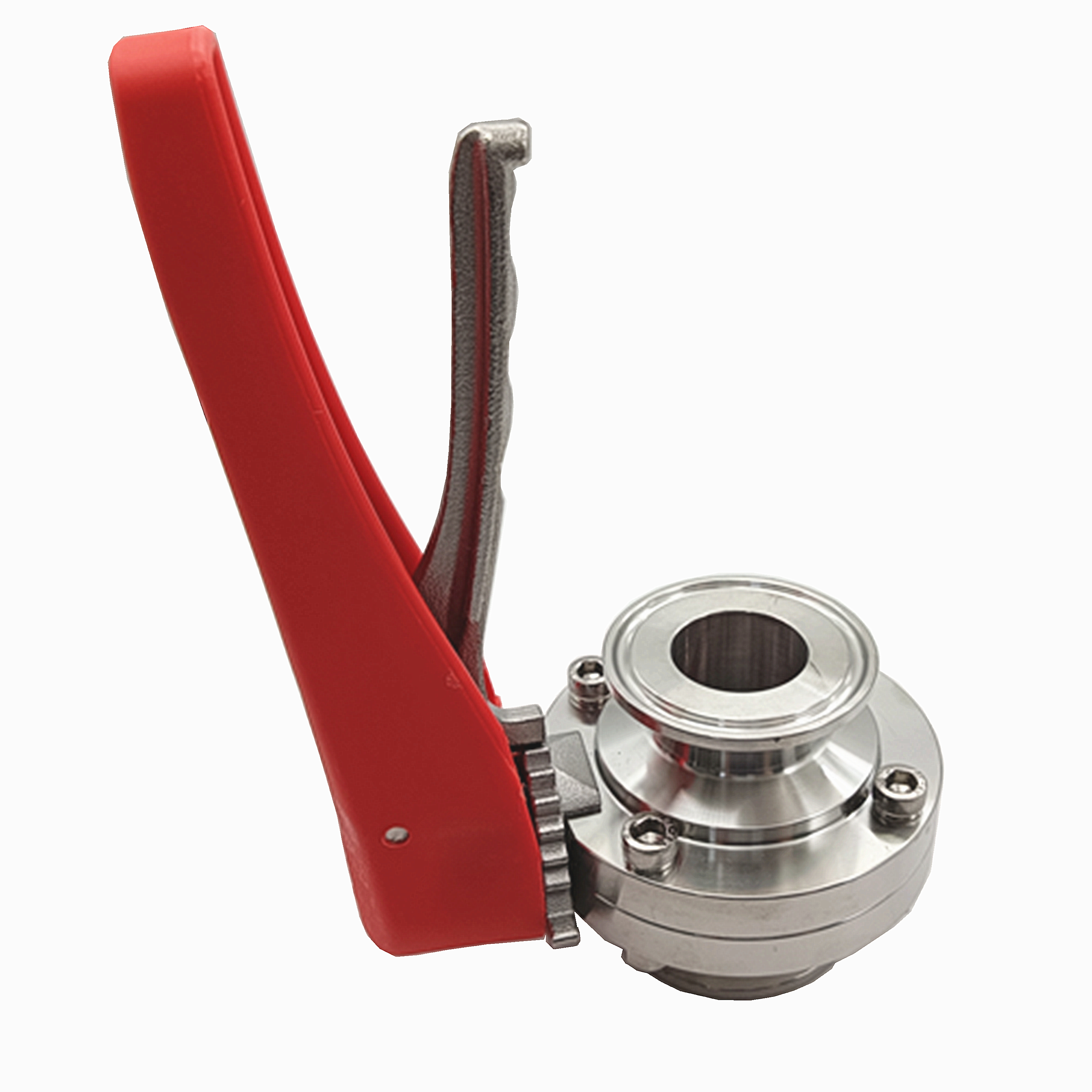 DN50 52mm higiênico higiênico aço inoxidável alimento SS316L DIN MANUAL TRI CLAMP Válvula de borboleta com alça de grãos de plástico