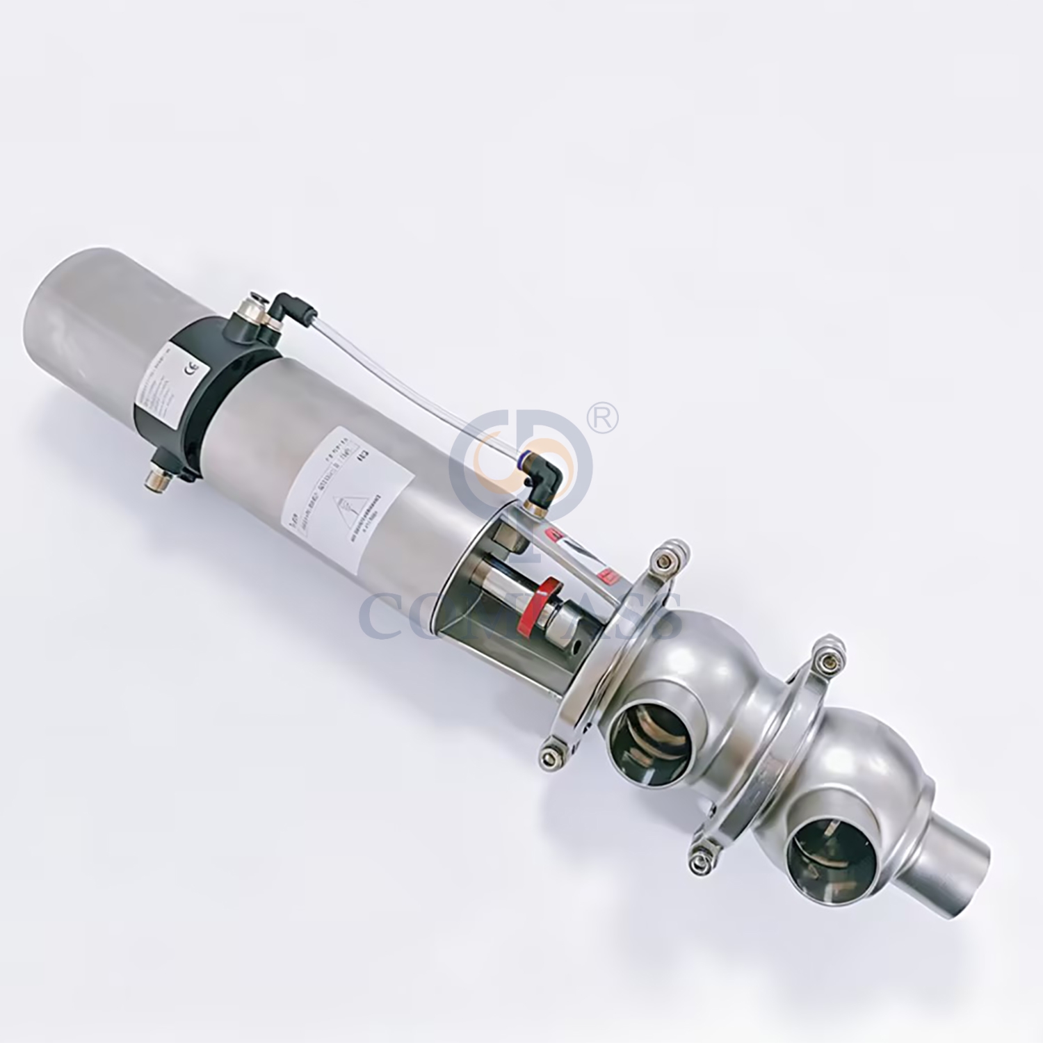 SS316L DN40 Sanitária Aço Inoxidável 21 Modelo LL Tipo Válvula desviadora pneumática de solda de topo com posicionador de válvula inteligente