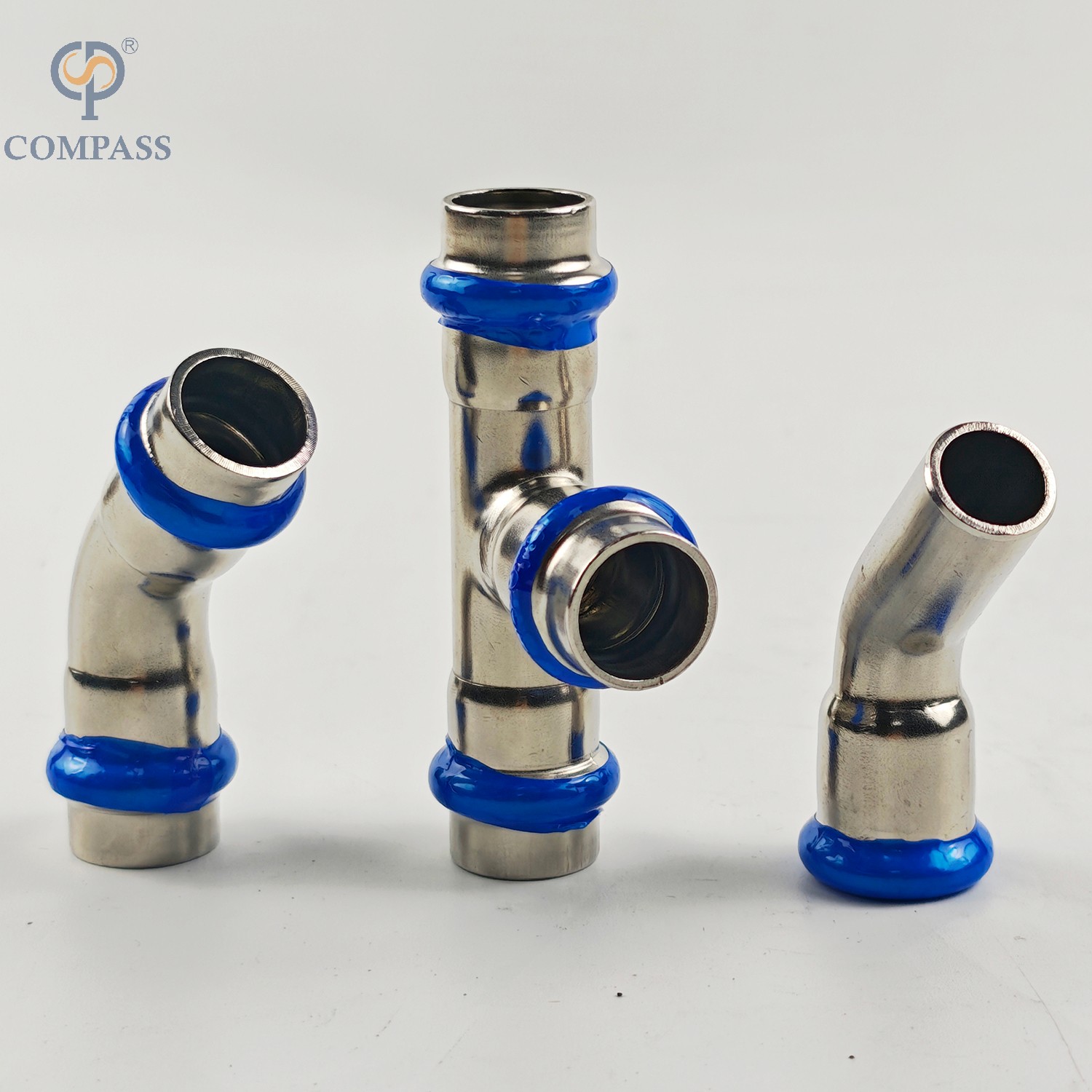 DN15 Aço inoxidável sanitário SS304 Equal Tee Press Fitting