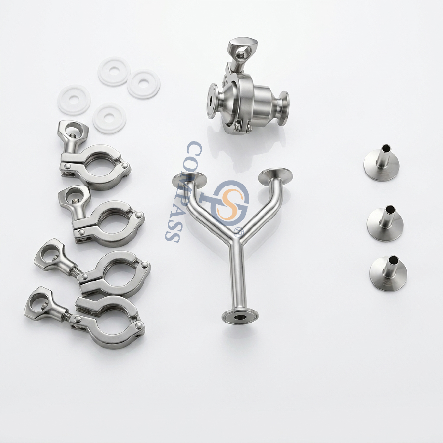 SS316L DN10 TC34MM Cotovelo Modelo Y Tee com Válvula de Retenção de Virola e Adaptador de Mangueira
