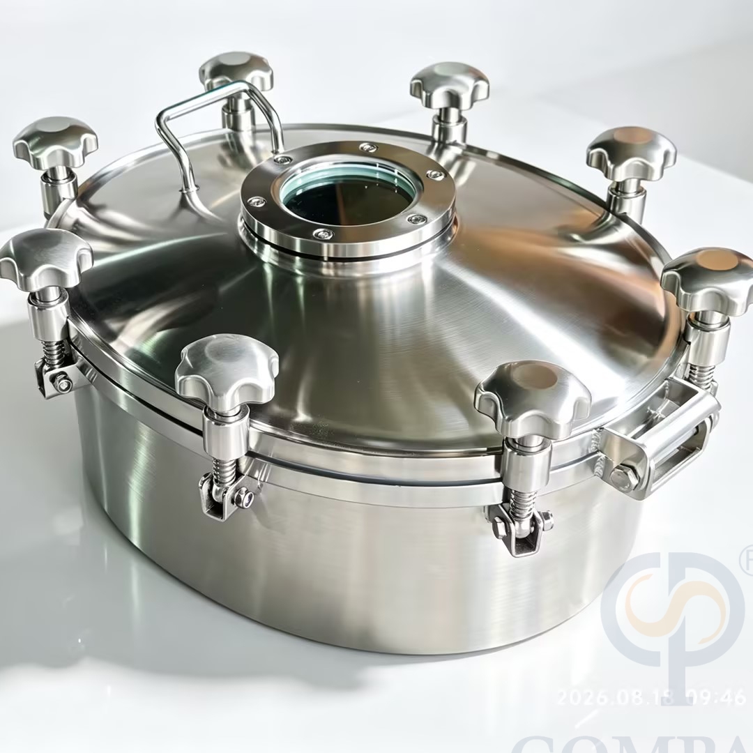 Dn500xdn400 ss316l nova chegada sanitária de aço inoxidável 3 barra polonês fosco para fora manways pressão elíptica com vidro visão