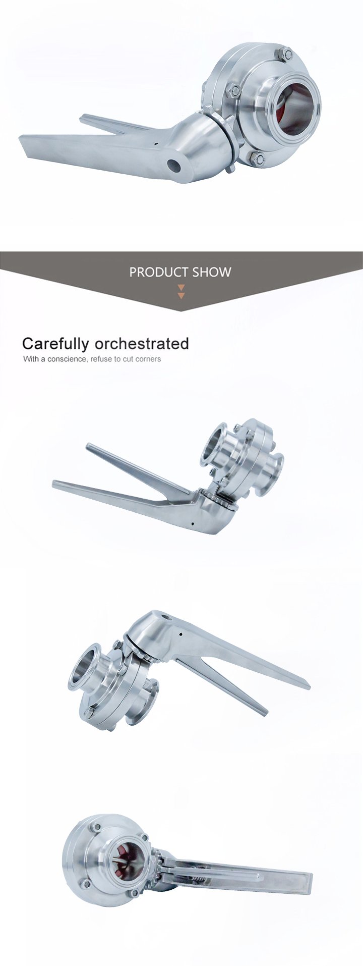 V&aacute;lvulas de borboleta com pega multi-posicionamento grampo aisi316