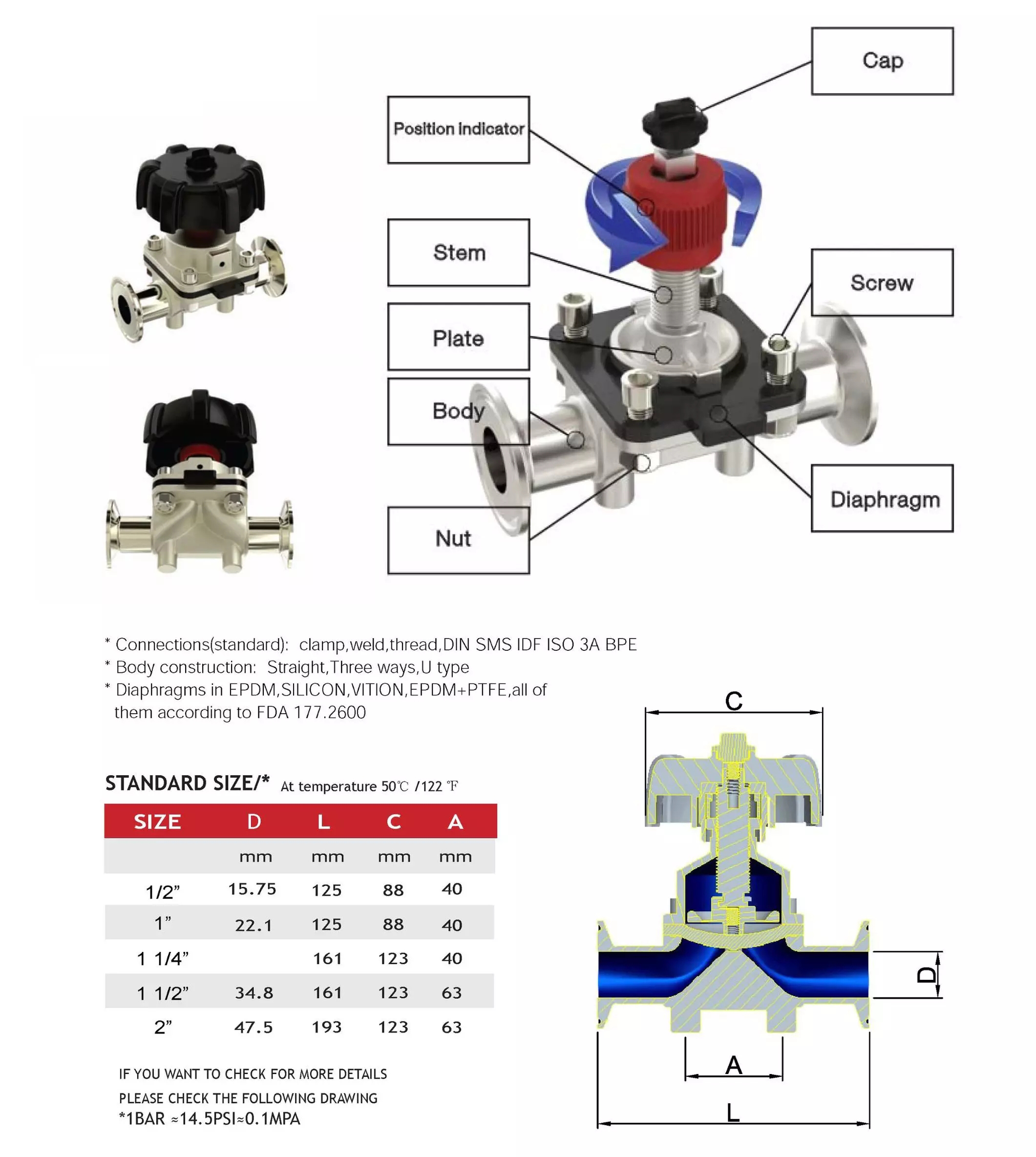 V&aacute;lvula higi&ecirc;nica do diafragma sanit&aacute;ria.webp