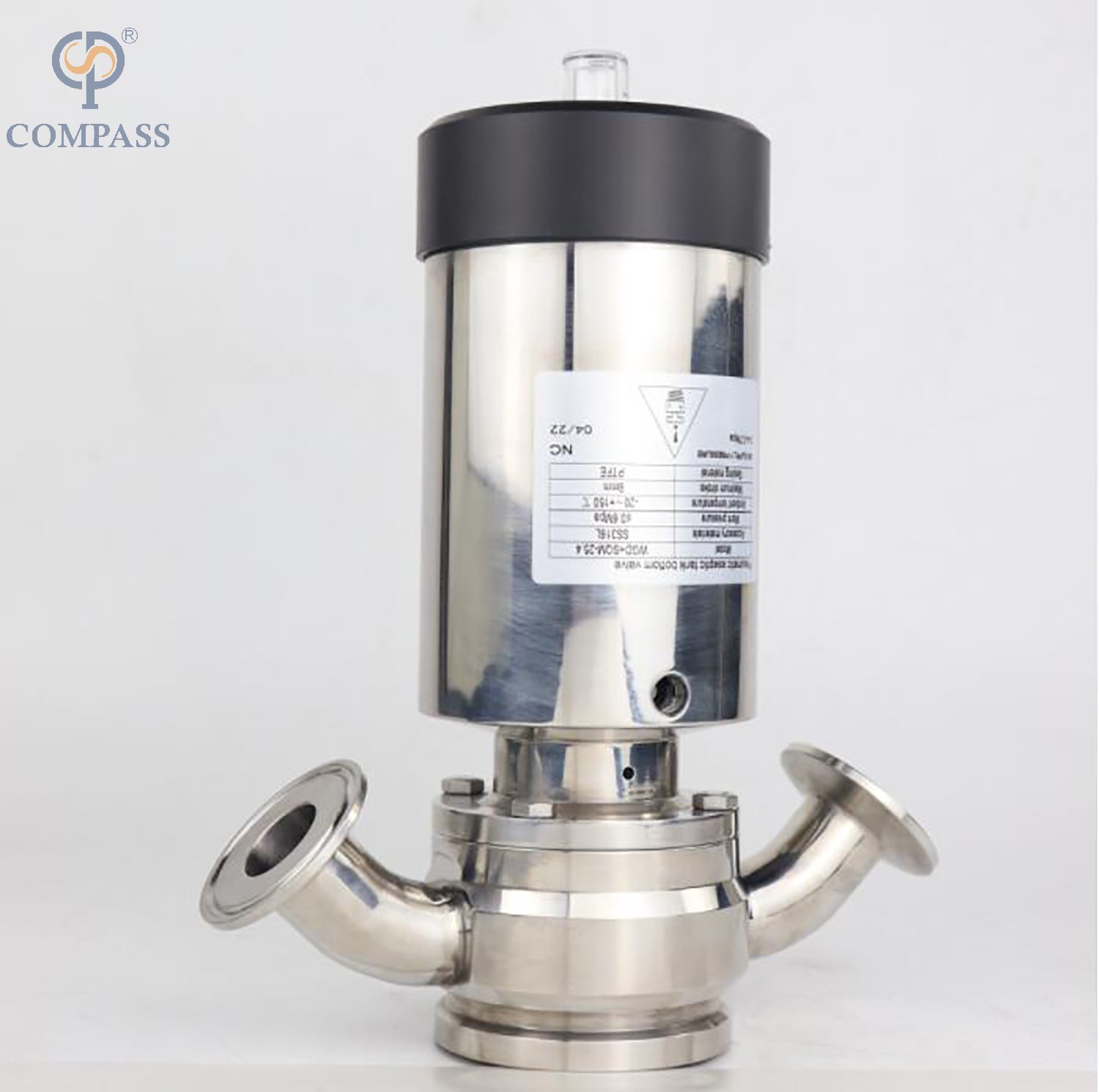 2 polegadas de aço inoxidável sanitário de 2 polegadas Válvulas pneumáticas de fundo nivelado com duas extremidades do cotovelo