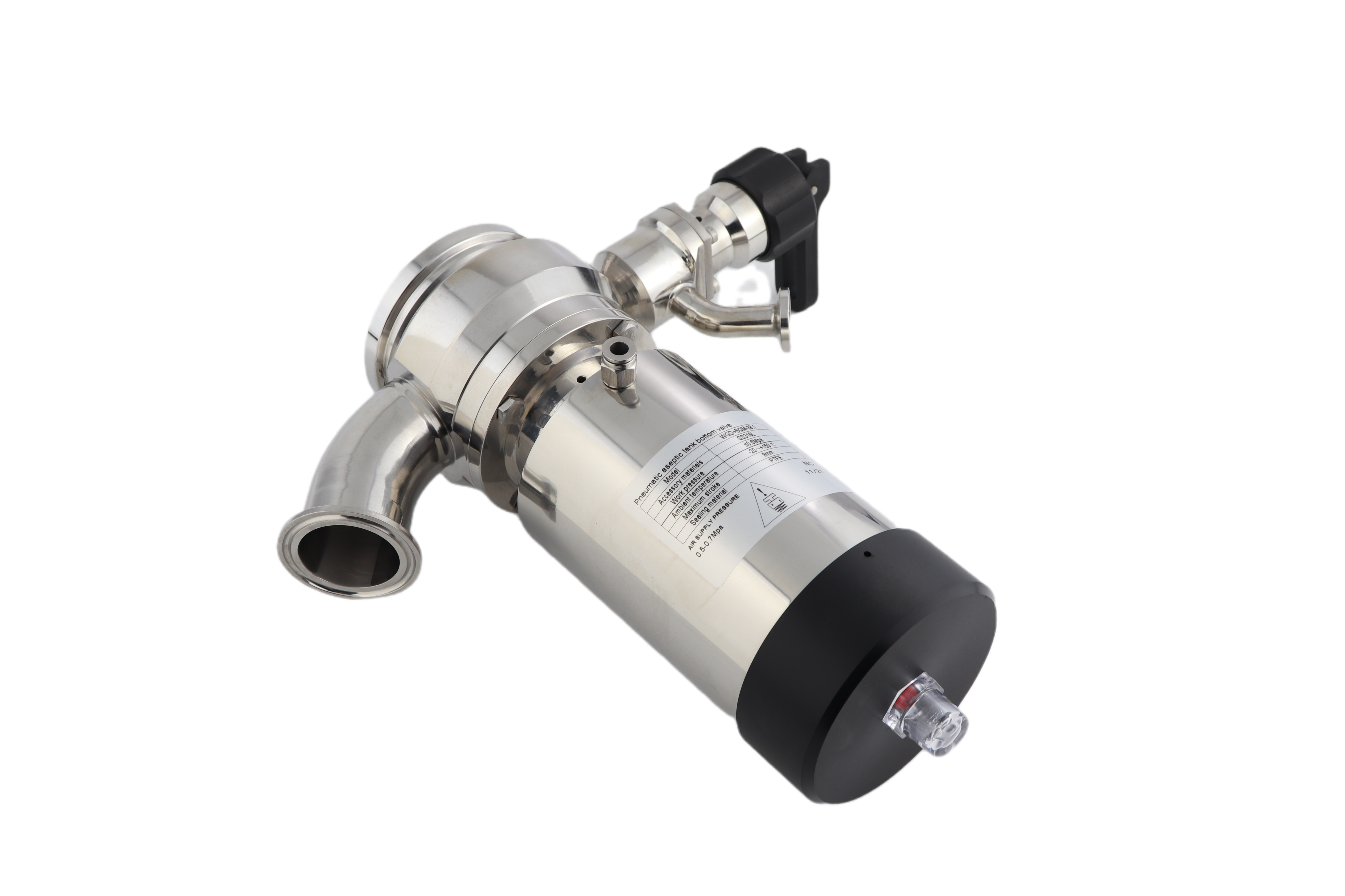 Válvula inferior estéril do tanque estéril pneumático com válvula de amostragem para indústria de bebidas