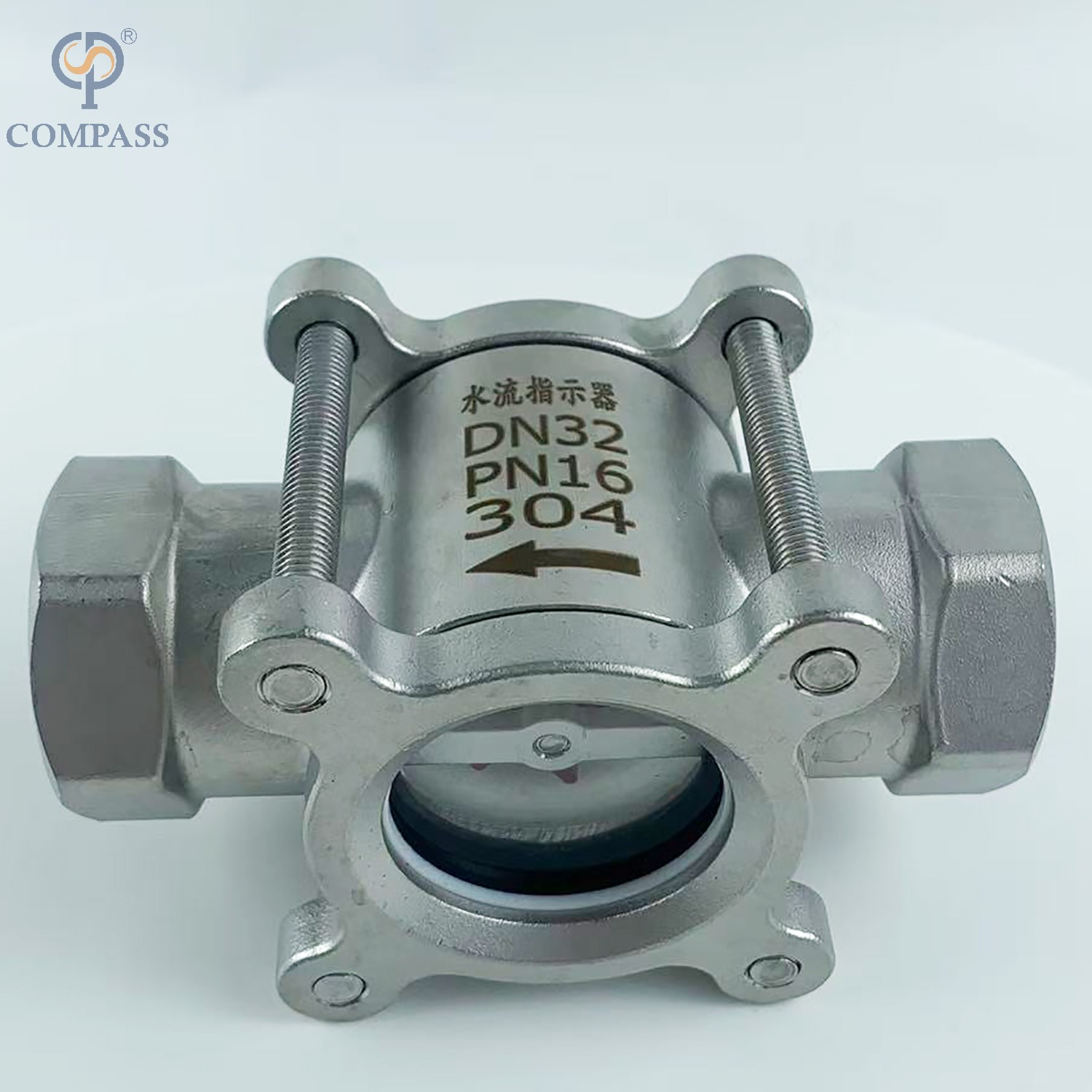 DN15 Glass de mira de ameixa a aço inoxidável