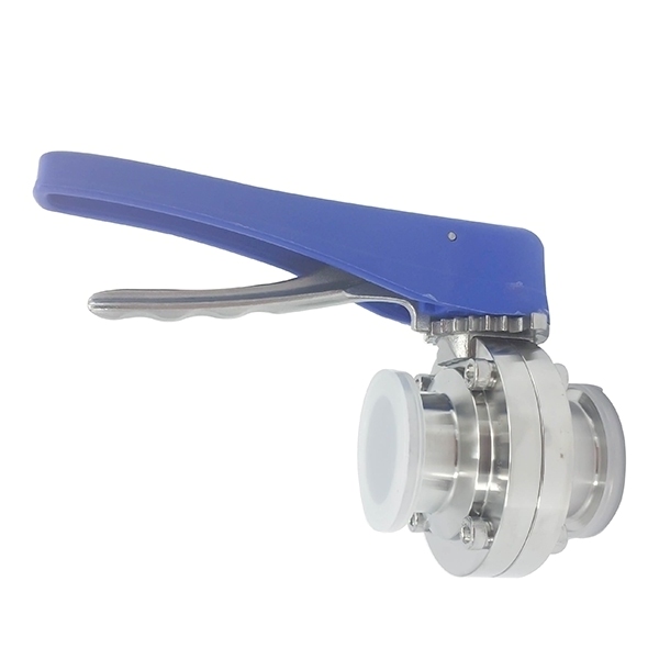 DN50 52mm higiênico higiênico aço inoxidável alimento SS316L DIN MANUAL TRI CLAMP Válvula de borboleta com alça de grãos de plástico