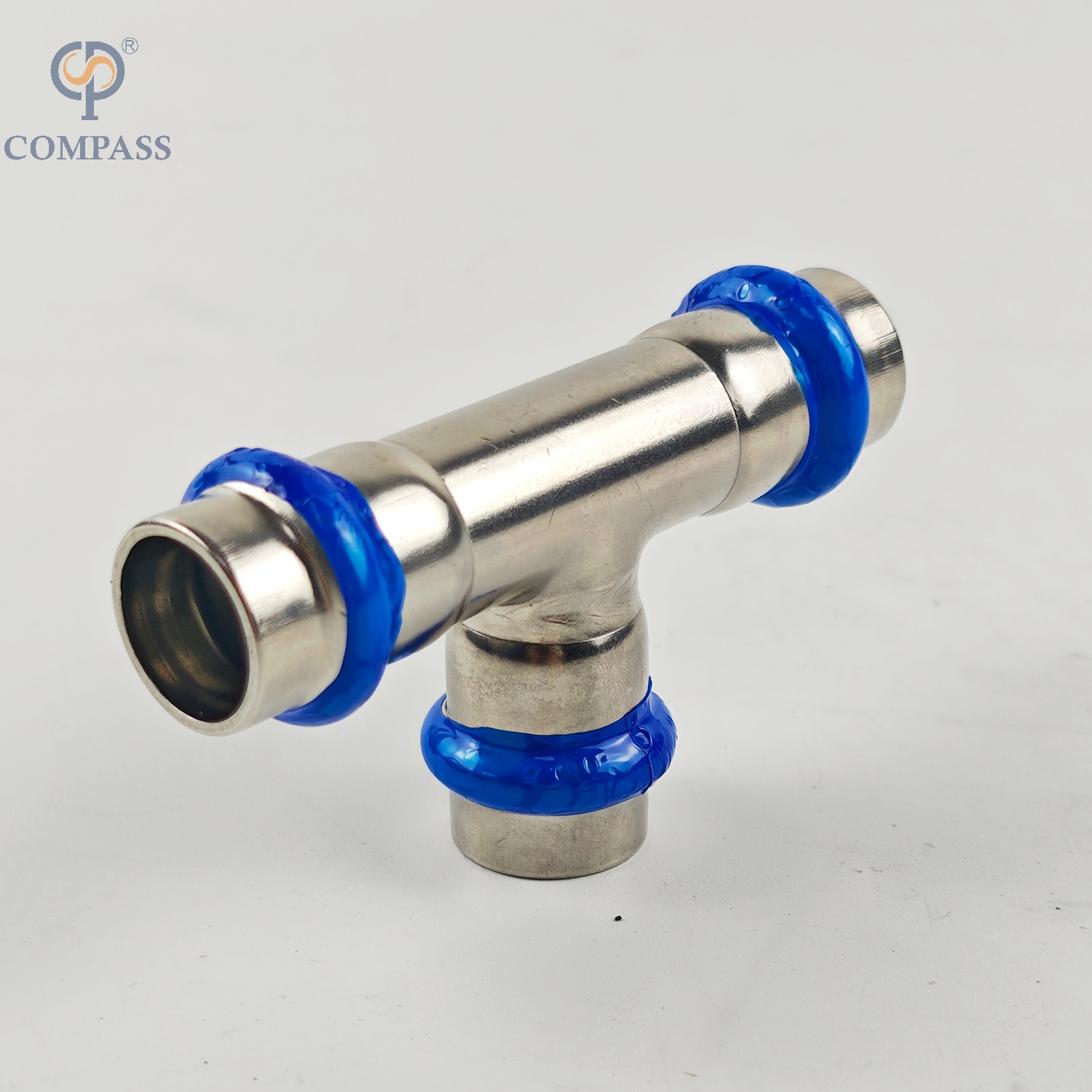 DN15 Aço inoxidável sanitário SS304 Equal Tee Press Fitting