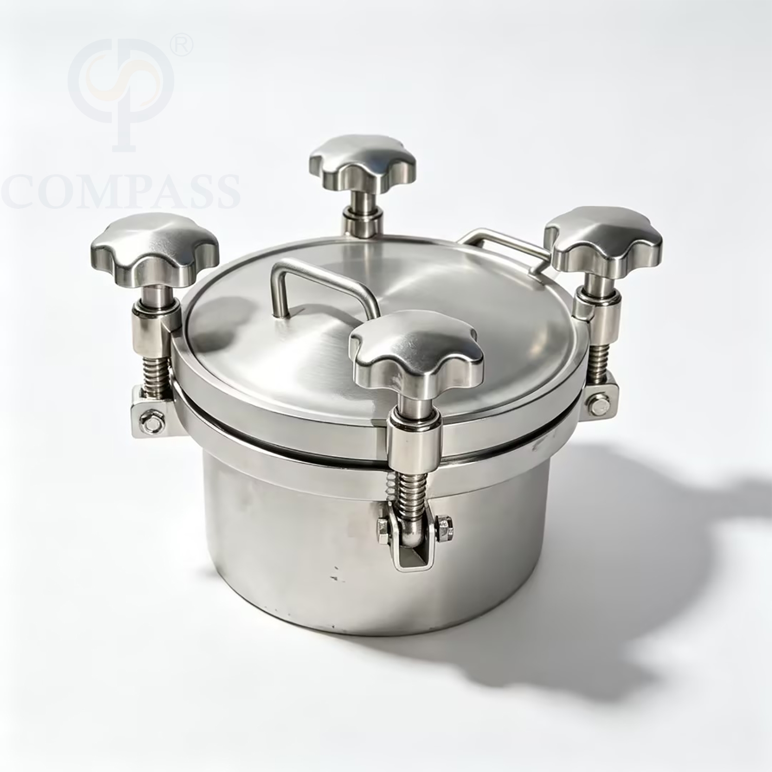 Tampa higiênica de qualidade alimentar premium 350mm aisi316l od 306mm para tanque de pressão redonda externa com cinco alças m12 ss