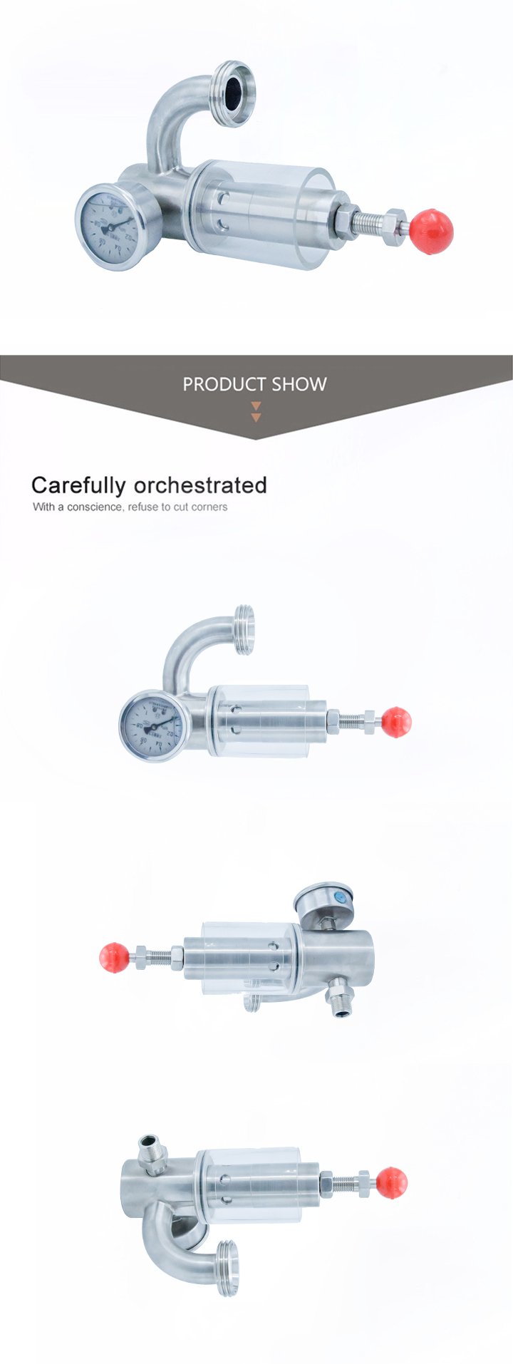 A&ccedil;o inoxid&aacute;vel SS316L Sanit&aacute;ria Cotovelo Tipo V&aacute;lvula de libera&ccedil;&atilde;o de press&atilde;o