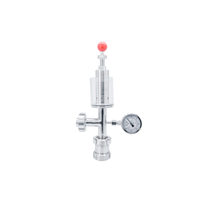 Válvula de alívio de pressão cruzada higiênica com manômetro